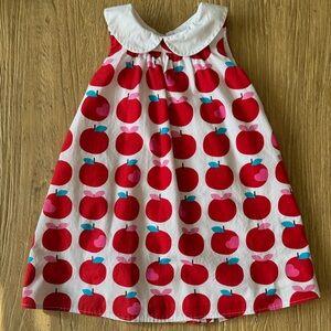 Jacadi White Dress with Red Apple Print